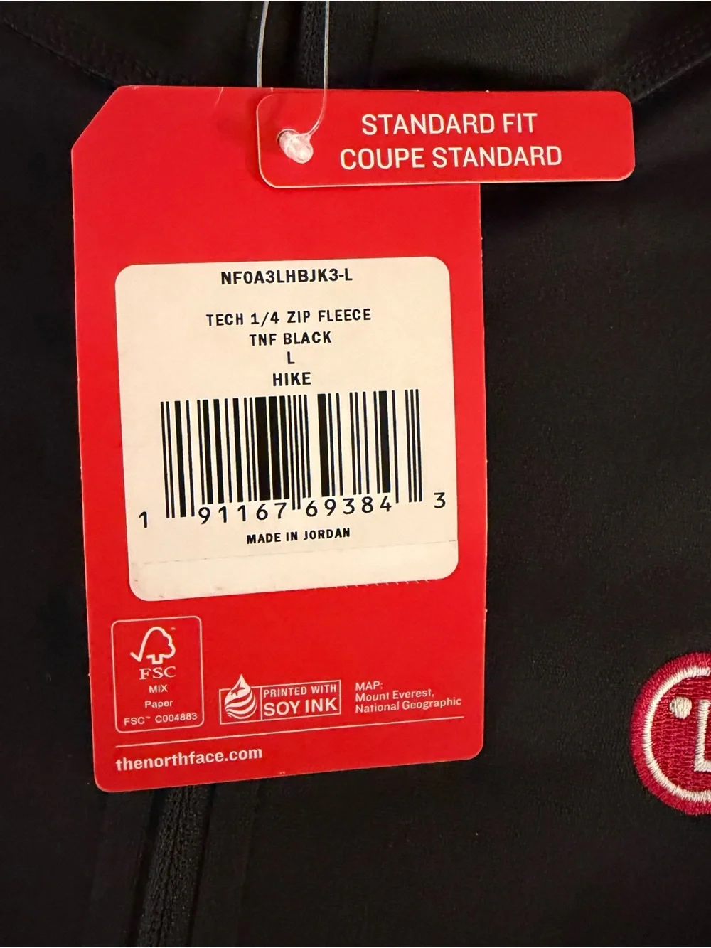 The North Face Pullover Mens Sz L Tech Fleece 1/4 Quarter Zip NWT Black LG